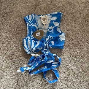 Vibrant Blue and White Women's Tank Top